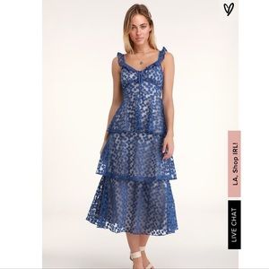 Someday Swoon Royal Blue Embroidered Midi Dress